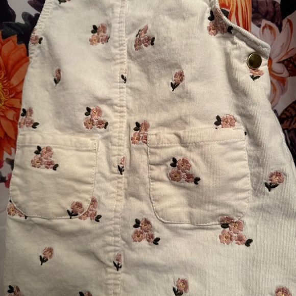 Cupcakes & Cashmere Girls White Floral Corduroy Overall Dress - Picture 4 of 7